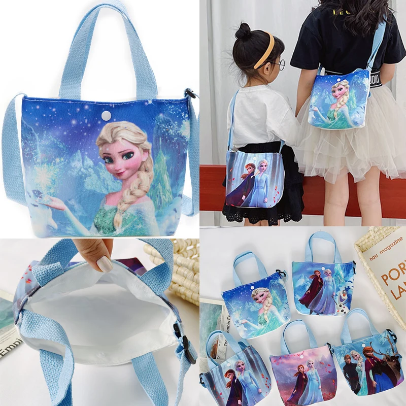 new Disney Frozen 2 Princess Elsa shoulder bag simple crossbody bag girls cartoon canvas bag handbag children\'s birthday gift