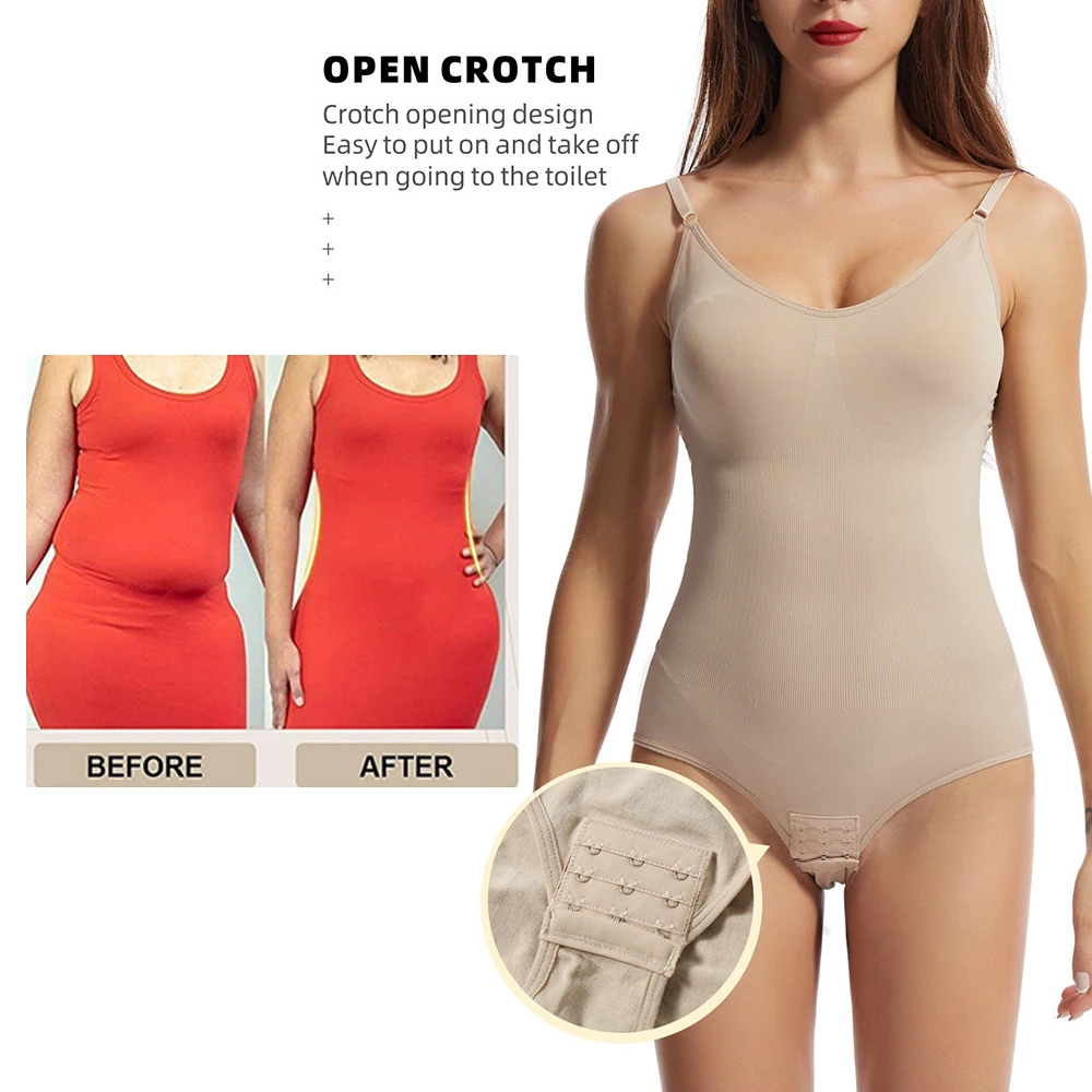 Women Shapewear stree jumpsuit with Adjustable Strap Body Shaper BodySuit for Belly Control