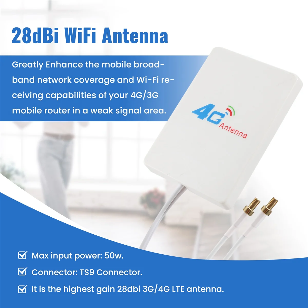 New 3C-Ts9 Connector 28Dbi Gain 3G 4G Lte Antenna External Wifi Antenna Signal Booster for 3G 4G Router Modem