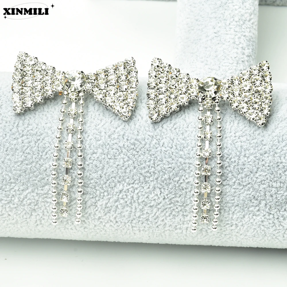 

Брошь со стразами и бантом, модное женское платье, заколки с кристаллами, пряжка с кисточками и бриллиантами, аппликация, обувь, одежда, украшение «сделай сам»