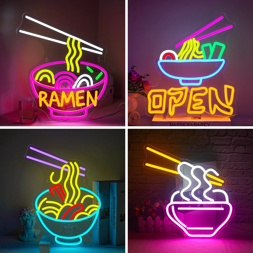 Ramen Neon Sign USB Dimmable Neon Lights for Resturant Japanese Noodle Shop Bar Kitchen Dinning Room Party Business Wall Decor