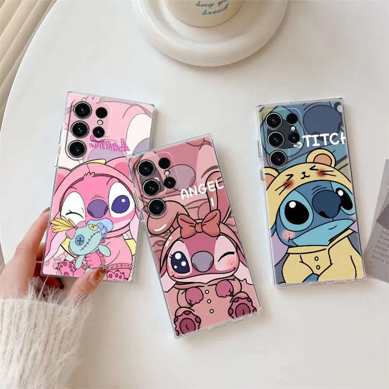 

Cute Stitch Transparent Case For Samsung Galaxy S26 S25 Ultra S24 S22 S26 Plus S20 S23 S21 S25 FE S24 5G Clear Silicone Cover