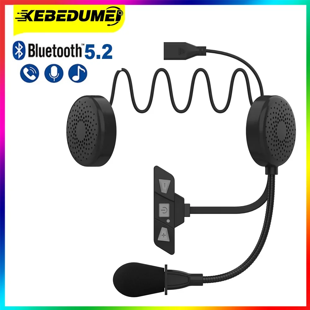 

Kebidumei Motorcycle Bluetooth 5.2 Helmet Headset Wireless Handsfree Stereo Music Player Moto Noise Reduction Haedphone with Mic