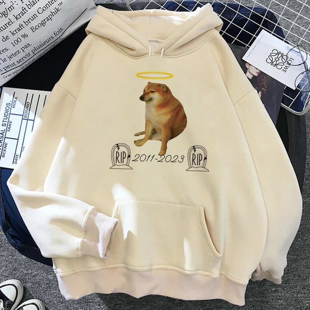 Cheems-Sudadera con capucha para mujer, top de manga larga Kawaii, camisa con capucha, ropa japonesa