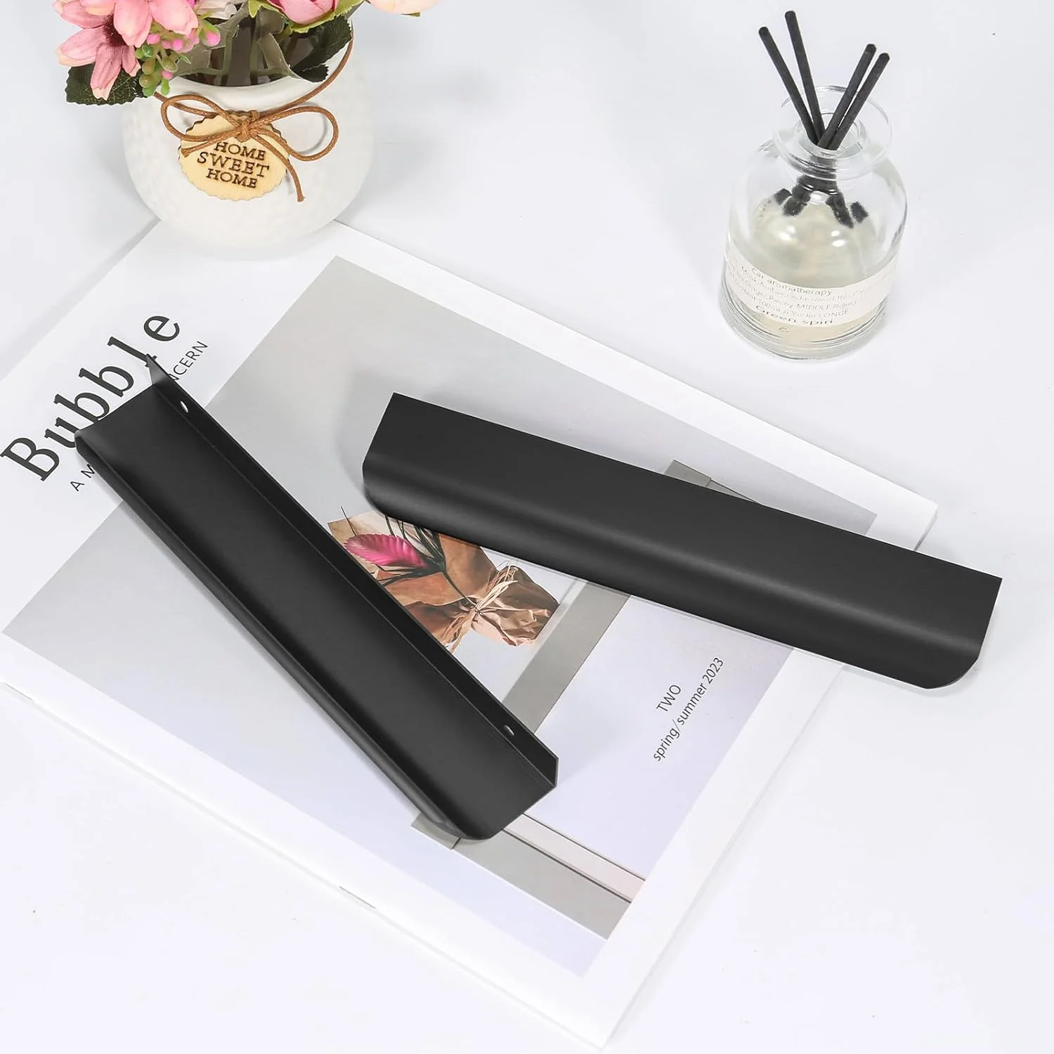 Schwarze Fingerkantengriffe für Schrank, Kleiderschrank, Schubladengriffe, Küchenschrankgriffe, moderne, versteckte Aluminiumgriffe für Schranktüren