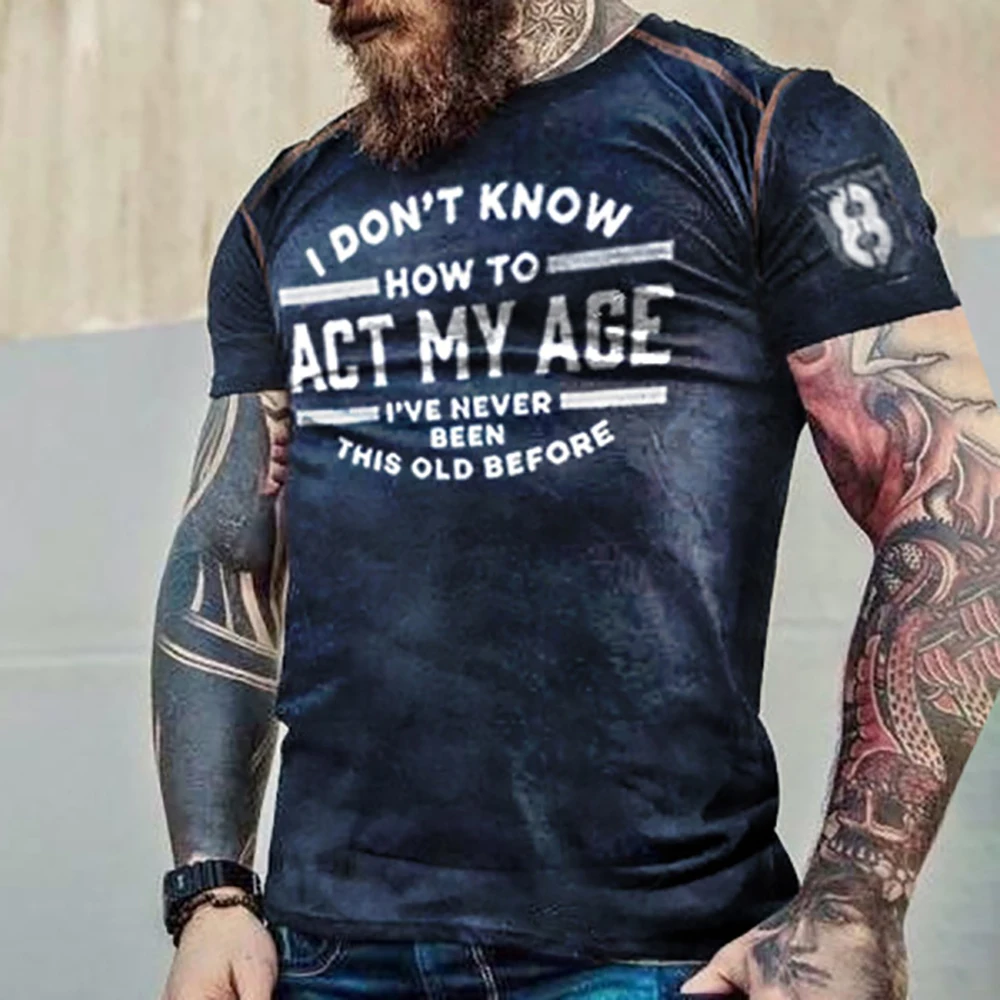 

Men's Vintage Black Graphic Tee Interesting Personality Letter Printed Short Sleeve T-Shirt Casual Funny Slogan Streetwear Tops