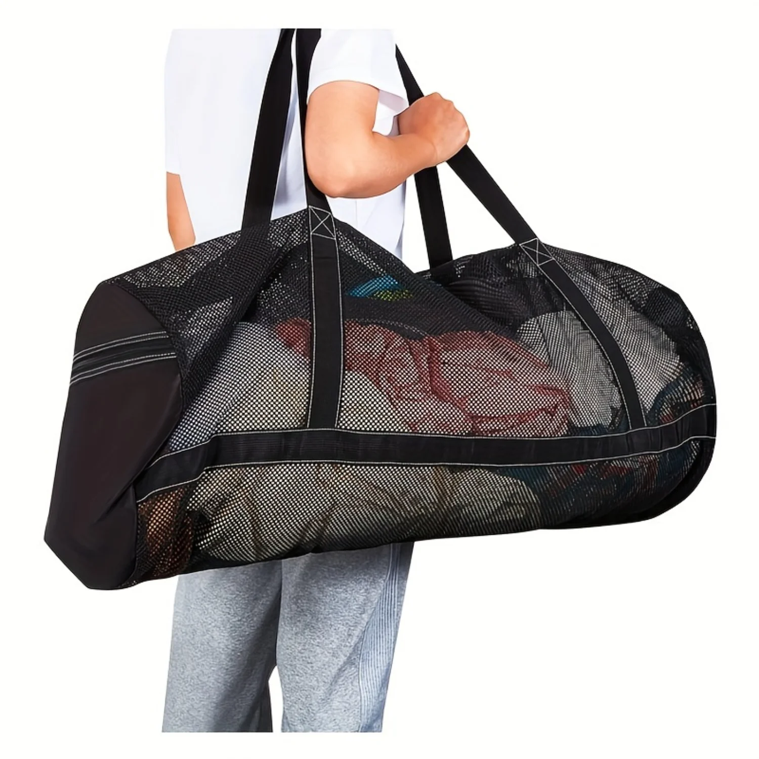 

Large Mesh Scuba Bag with Zipper Pocket, Perfect for Swimming, Diving, and Travel - Portable Beach Bag