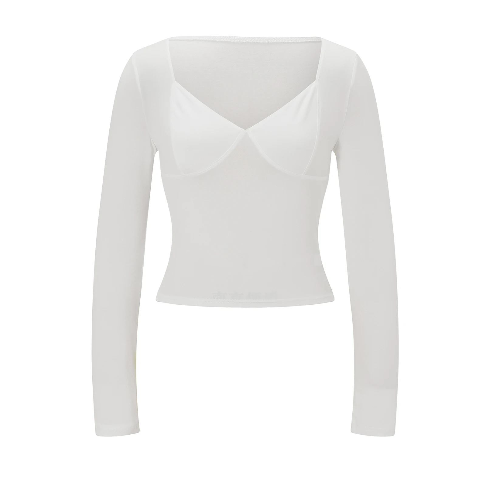 Fashion Women Spring Autumn Corset T-shirts Long Sleeve V-neck Solid Slim Fit Ladies Basic Casual Crop Tops Daily Streetwear