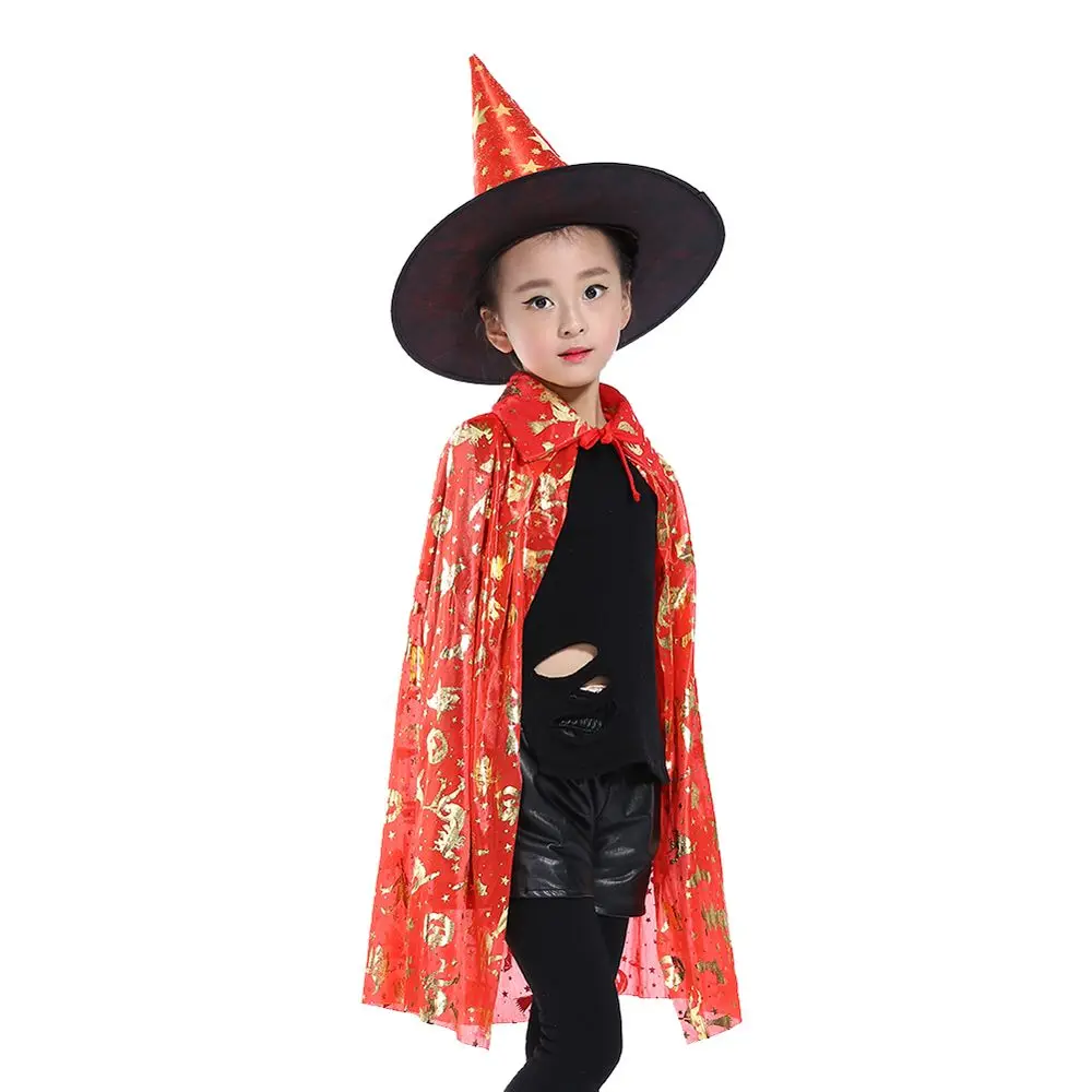 Zeigen Gothic Geist Kürbis Fledermaus Hut Hexe Kappen Halloween Umhang Sets Gruselige Kostüme Kinder Cosplay Kostüme Leistung Kleidung