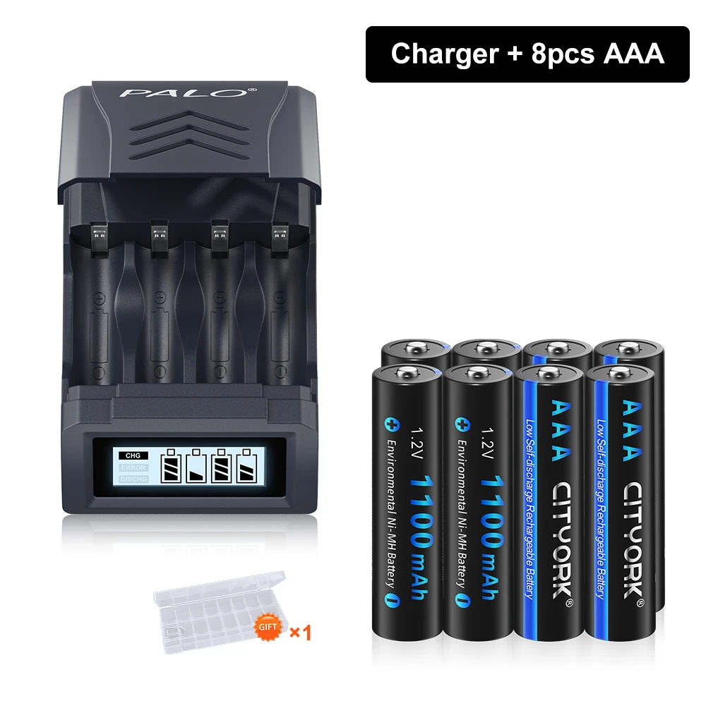 

CITYORK 1.2V 1100mAh NI-MH AAA Rechargeable battery NIMH 3A Batteries With 4 Slots LCD USB charger for 1.2V/1.5V AA AAA Battery