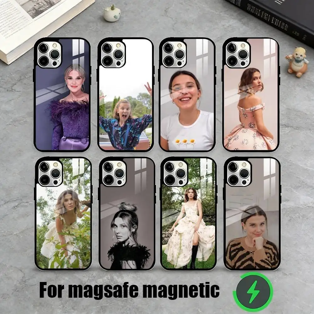 

M-Millie Bobby Brown Actor Graphic Phone Case For iPhone17,16,15,14,13,12,11 Plus,Pro Magnetic with Magsafe Wireless Charging