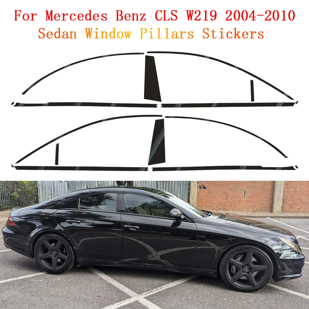 

Glossy Black Car Window Decorative Strip Sticker For Mercedes Benz CLS W219 2004-2010 Exterior Protection Accessory