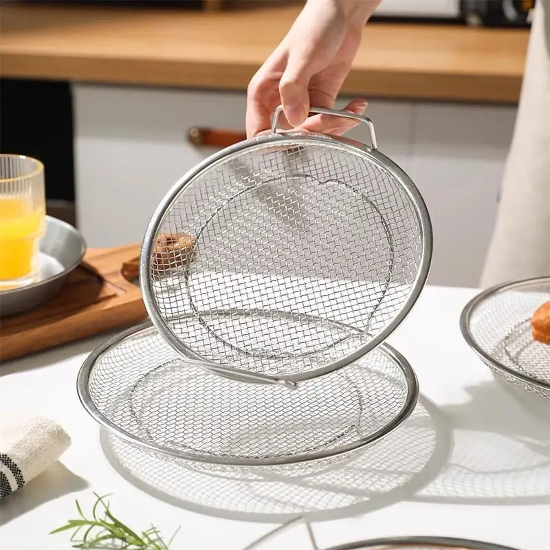 1Set Stainless Steel Frying Oil Filter Basket Kitchen Drain Oil Residue Filter Household Frying Pan Strainer Water Control Tool