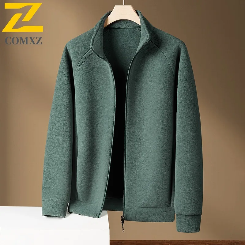

COMXZ городская мужская куртка для поездок на работу, офисное морозостойкое пальто на молнии, однотонная легкая зимняя одежда премиум-класса с воротником-стойкой