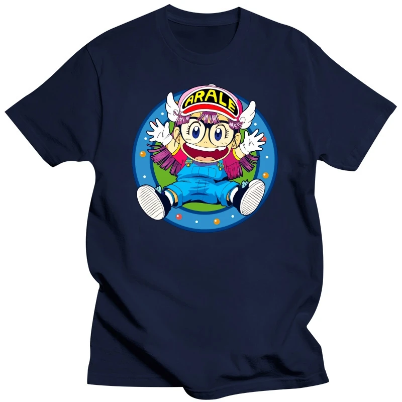 Arale Norimaki Happy Dr Slump Japanese Manga Black TShirt Homme T Shirt Tees 100% Cotton Men