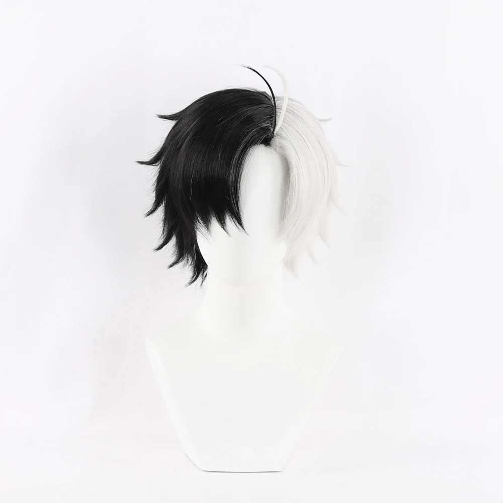 Anime WIND BREAKER Haruka Sakura Cosplay Wig Black White Short Hair Styling Heat Resistant Synthetic Hair Wigs Cap Halloween