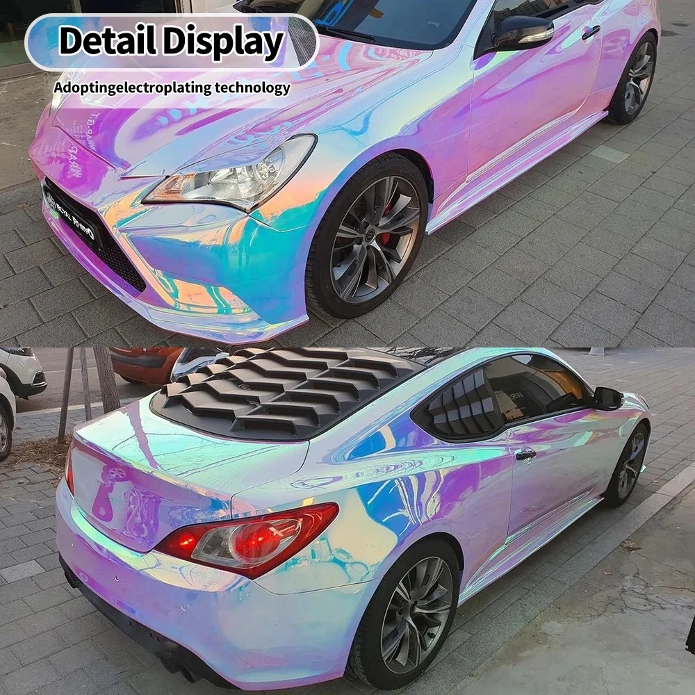 Car Sticker Rainbow White Pink Gradient Vinyl Wrap Body Color Change Film Waterproof Anti-scratch Air Release Car Accessories view 3