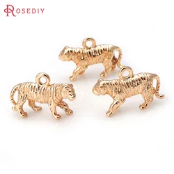 6PCS 11x18MM High Quality 18K Gold Color Brass Tiger Charms Pendants Diy Jewelry Making Supplies Necklace Findings Accessories