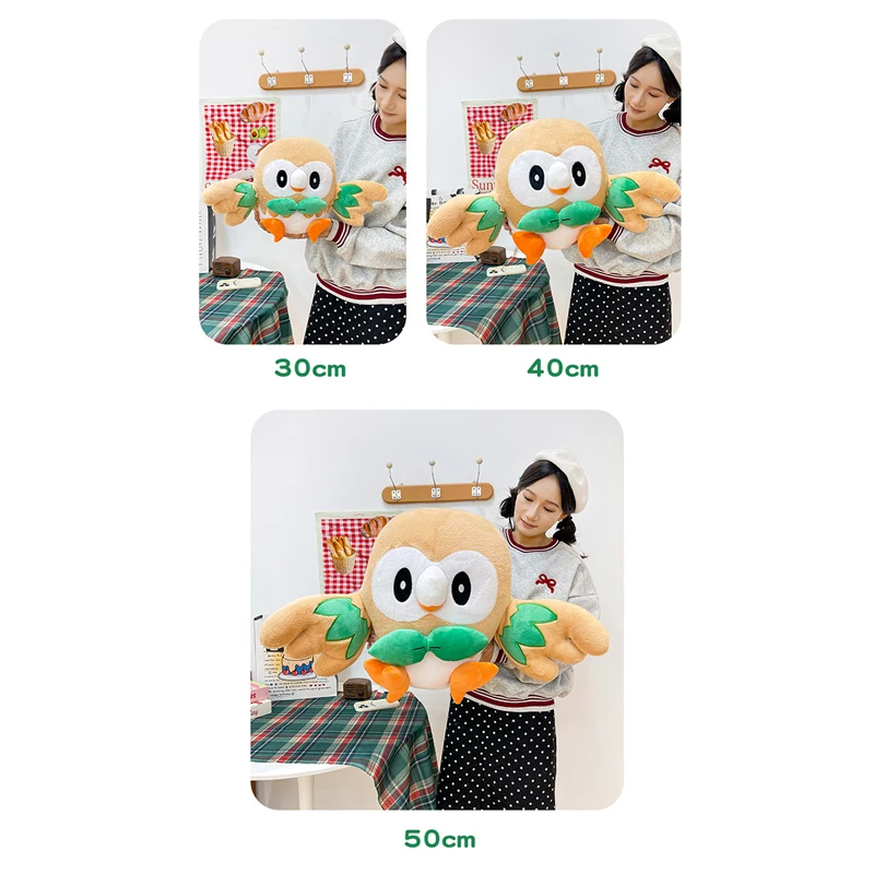 30/50cm Birthday Pokemon Plush Toys Rowlet Cartoon Large Pillow Doll Cute Ornament Stuffed Plushie Bird Pokémon Gift for Kids