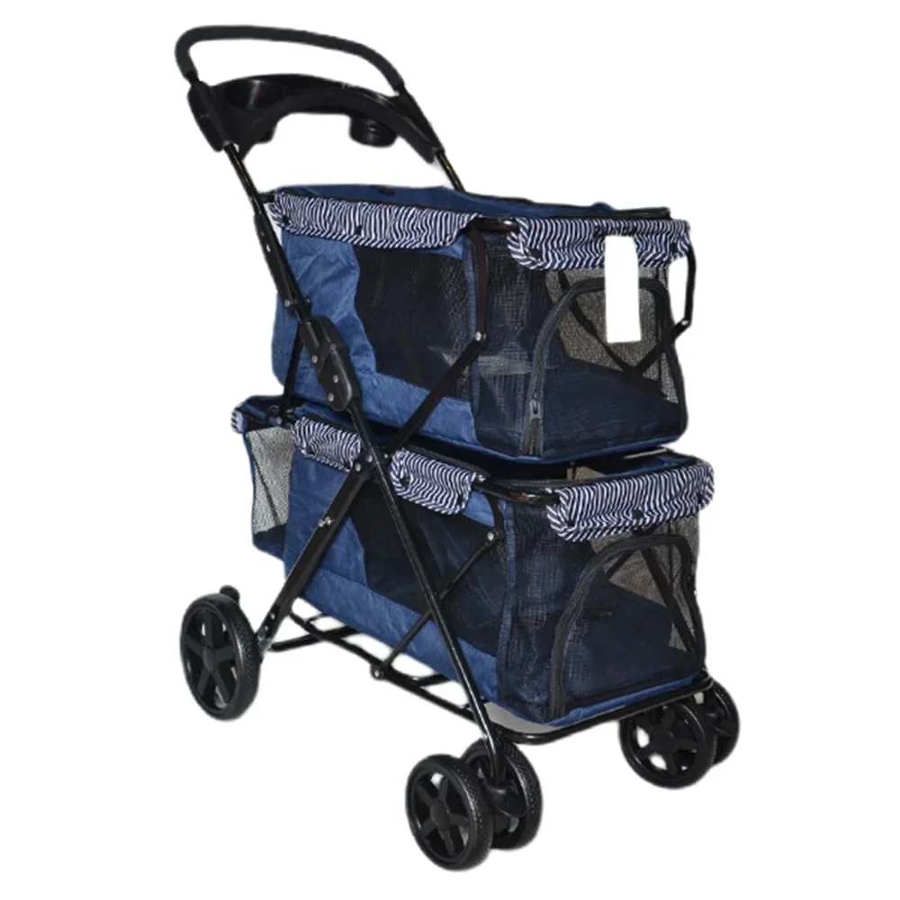 Twins Pet Cat Carrier passeggino pieghevole doppio passeggino Pull Cart a quattro ruote Shock Dog Transporter Bags Travel BL04 Pet Carrier