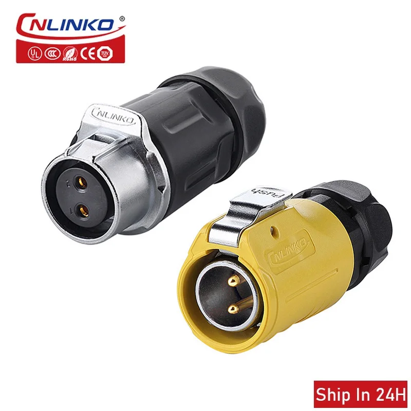 

Cnlinko LP20 M20 Waterproof 2pin Industrial Male Female Plug Docking Joint AC 20A Power Connector for Solar Radio Video UAV LED