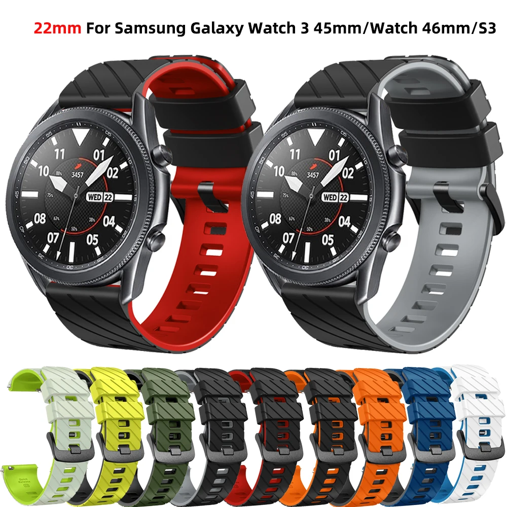 Pasek silikonowy 22 mm do Samsung Galaxy Watch 3 45 mm Bransoletka Paski do zegarków Opaska na nadgarstek do Galaxy Watch 46 mm Gear S3 Frontier