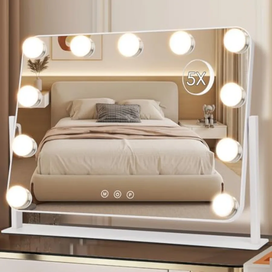 

360° Vanity Mirror with Lights 11 Led Bulbs Hollywood Lighted Makeup Mirror with 5X Magnification Mirror Hollywood Cosmetic Mir