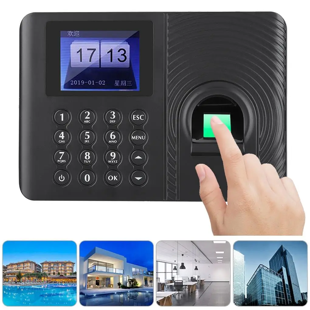Biometric Fingerprint Time Attendance Recorder Recognition Device Access Control US 110-240V