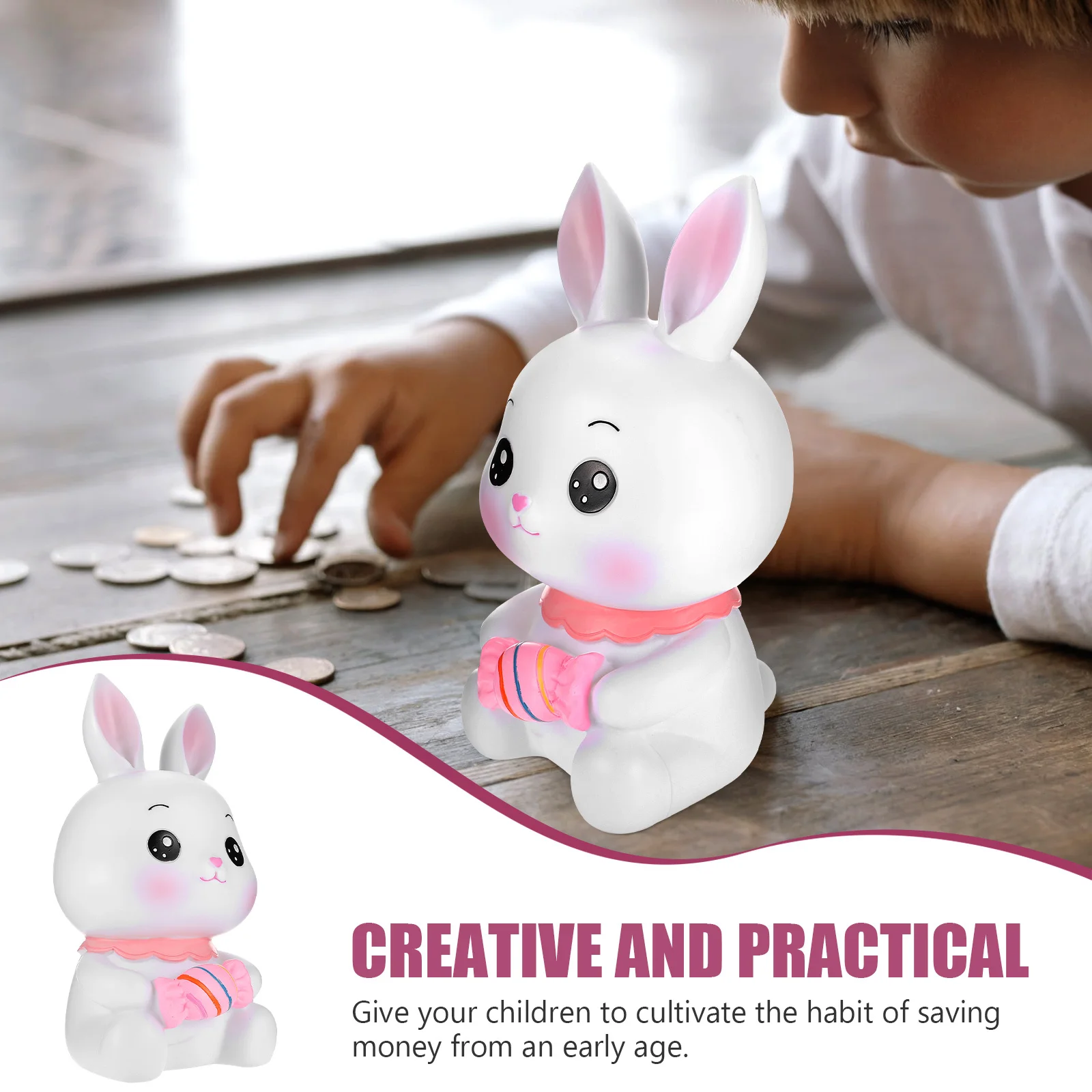

Cute Bunny Shaped Coin Jar Perfect Gift for Kids Educational Saving Habit Encouragement Lovely Desktop Ornament