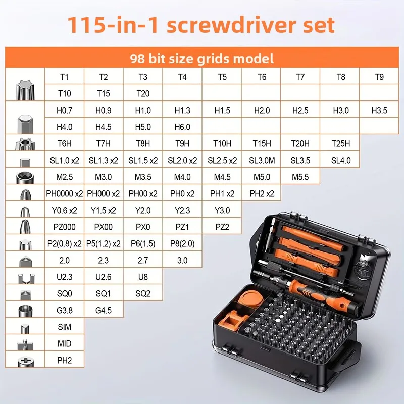 For Multifunctional 115-in-1 screwdriver set glasses watch mobile phone repair disassembly tool precision