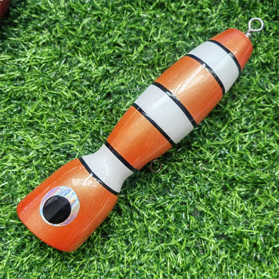 MUKUN 1pc Wooden lure fishing popper Topwater Handmade Fishing Trolling Baits Spitter GT Surface Popping Lures durable swimbait