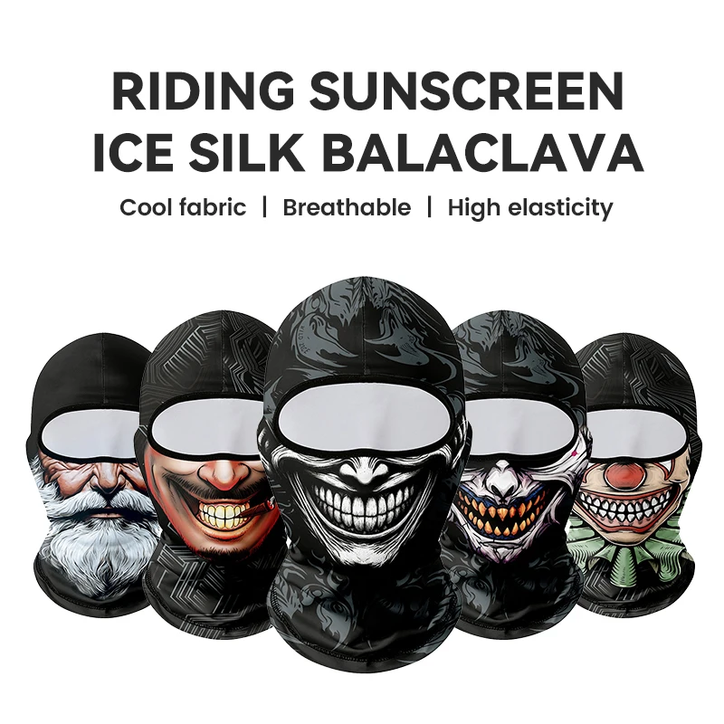Sublimation Printed Ghost Face Balaclava Mask Funny Skull Face Cover Breathable UV Protection Headwear For Motorcycle Cycling