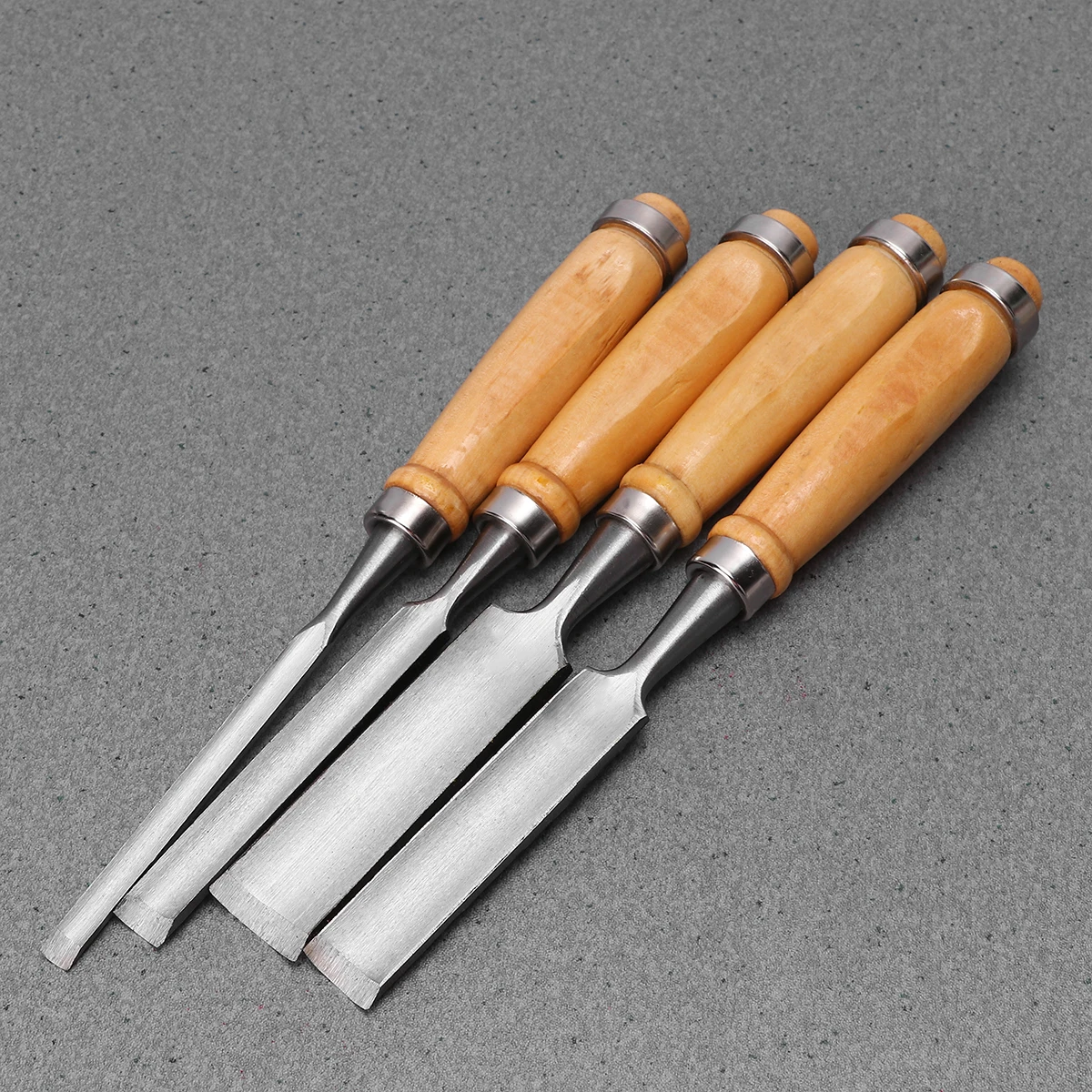 

Professional Woodworking Tool Set Gouge Chisel Hand Carving Kit Solid Wood Handle Iron Ring Protection Various Blade Thickness