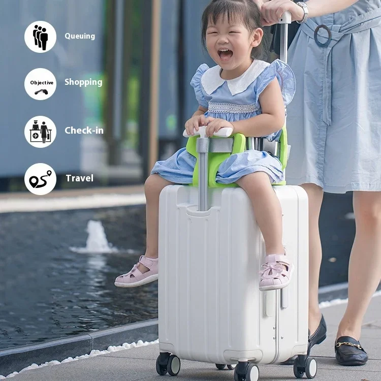 New Upgraded Version Baby Ride On Trolley Luggage Lazy Kids Troley Case Box Suitcase Roling Luggage Carry Ons 20 Inch Travel