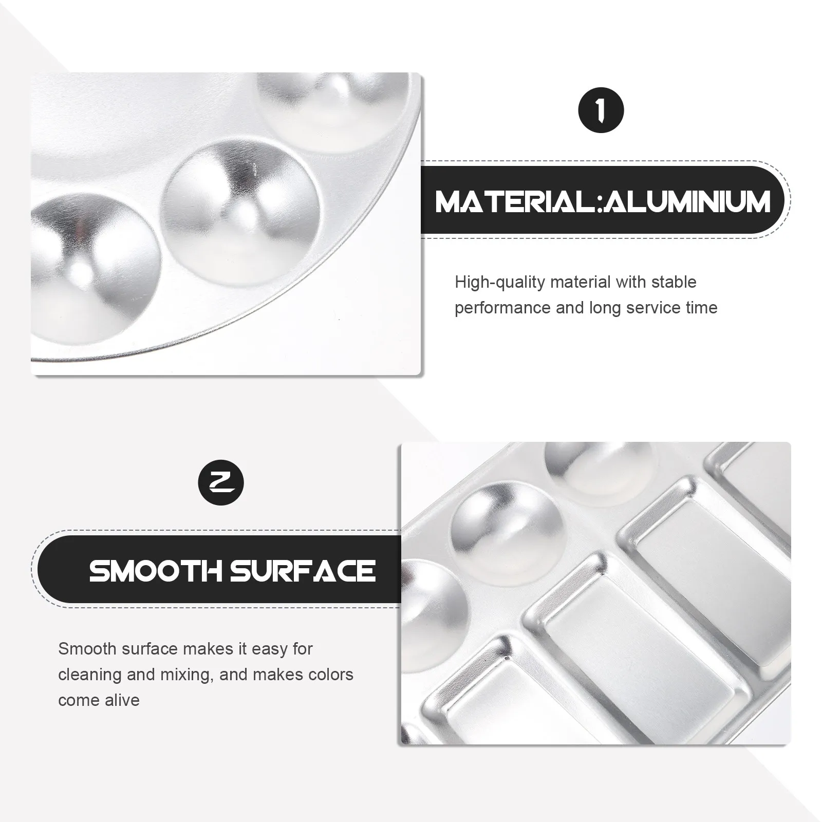 

Набор из 3 алюминиевых палитр для смешивания красок: прочные подставки для гуаши, масла, акварели и пигментов для художников