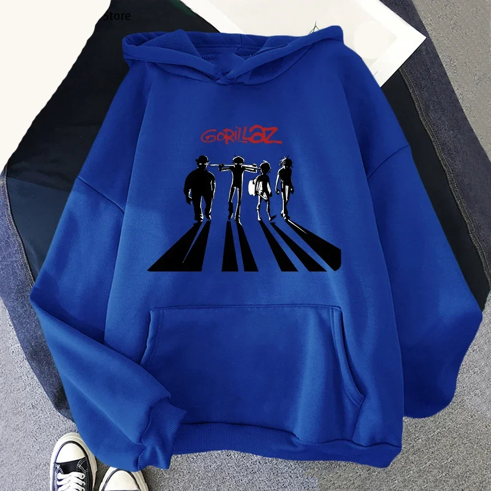 Gorillaz هوديي الموسيقى الفرقة طباعة الرجال امرأة هوديس غير رسمية الهيب هوب مقنعين موضة Harajuku Kawaii تي شيرت المرأة Y2K الملابس #5