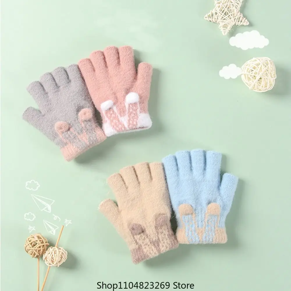 

Популярные детские волшебные вязаные перчатки, детские эластичные перчатки с половиной пальца, зимние теплые варежки, однотонные перчатки без пальцев для девочек, мягкие запястья
