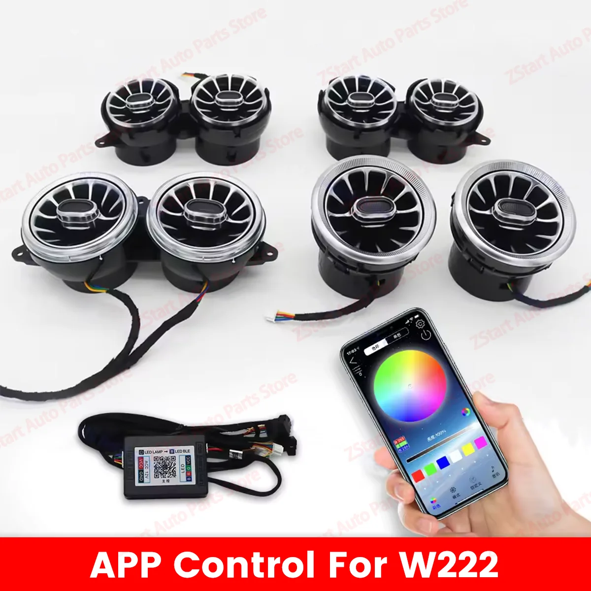 256 kleuren LED Vent Voor Mercedes Benz W205 x253 W213 W177 W118 W117 W176 X156 W222 APP Controles Air vent Nozzle Omgevingslicht