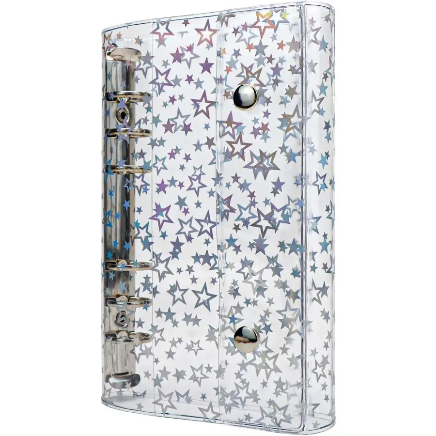 

Обложка для бюджетной папки A6, прозрачный ПВХ, 6-кольцевая папка, блестящая многоразовая защитная оболочка для ноутбука с 2 предметами для системы денежных конвертов