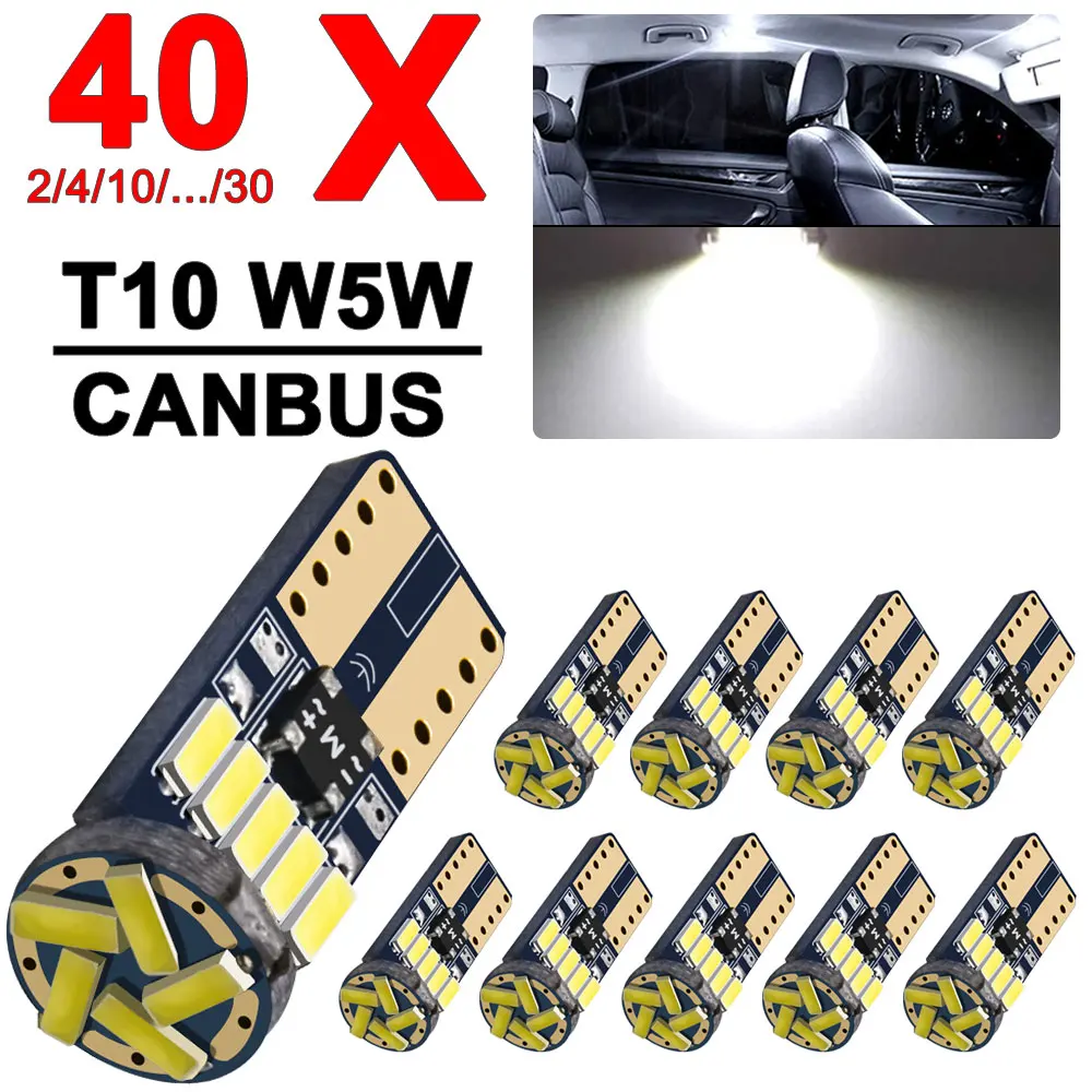 2 / 4 / 10 / 50 Светодиодные лампочки T10 W5W CANBUS 12V 4014 - 15SMD 6500K Белые автомобили с внутренней дверью Перчатки с управлением дверью