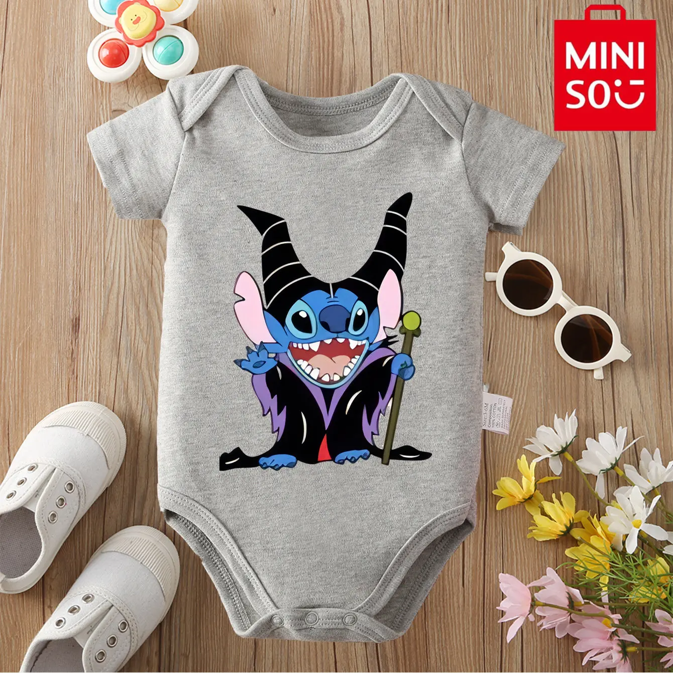 

MINISO Stitch/Mummy 100% Cotton Bodysuit Soft Baby Cloths Best Gift for Baby Onesie Jumpsuit for 0 To 12 Months Cute Newborn