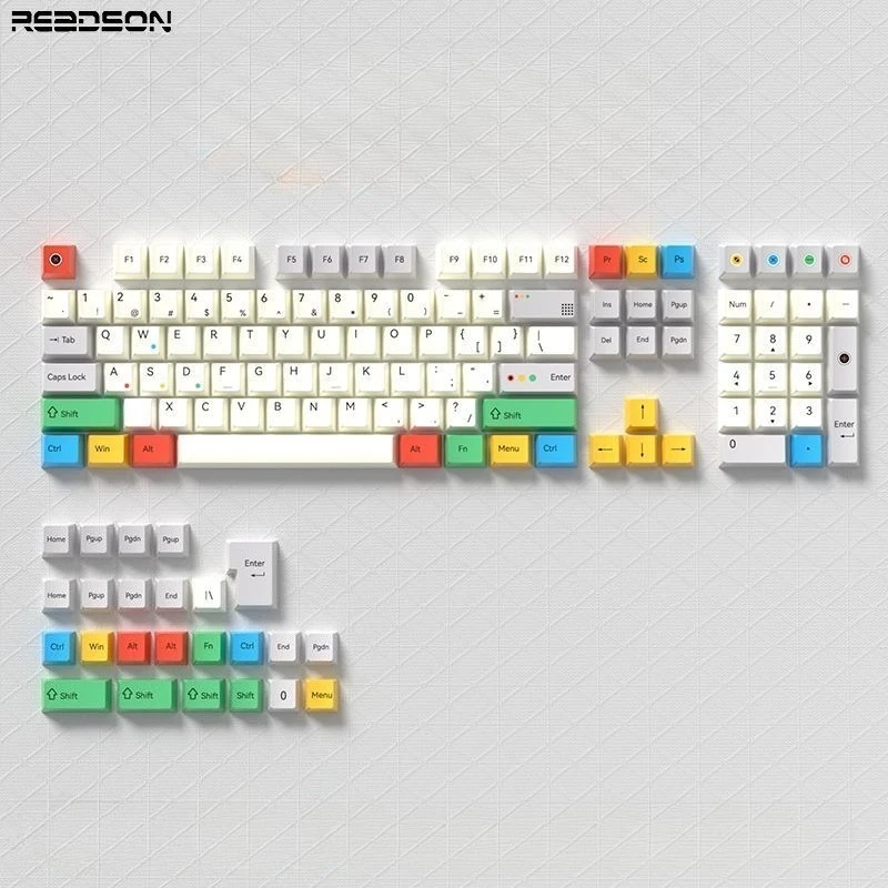 Retro Traffic Light Keycaps PBT Full Dye Sublimation Color Block Design Cherry Profile High Aesthetic for Gaming Keyboard