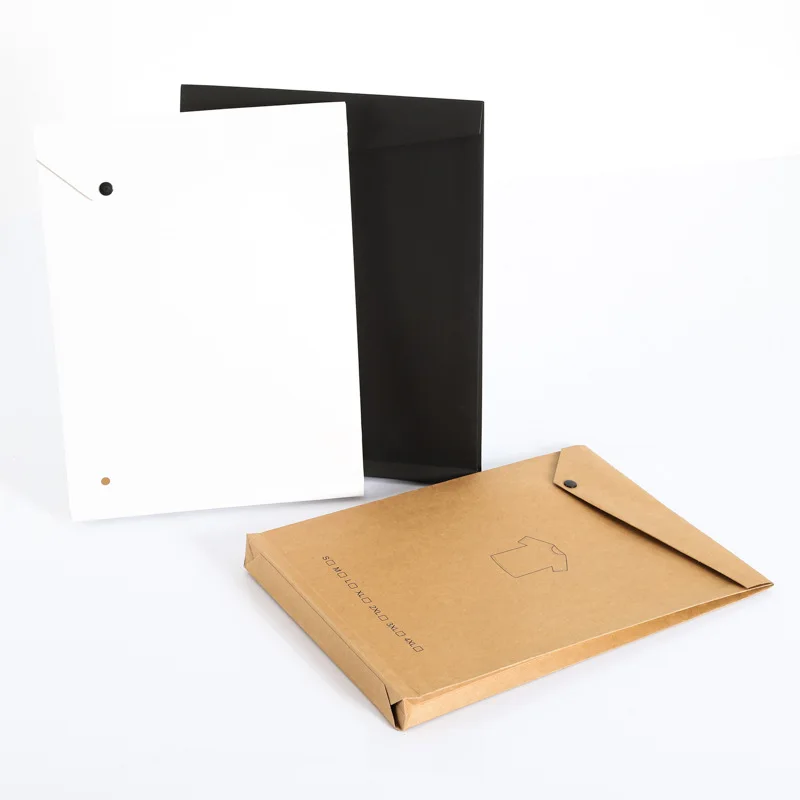 100Pcs/Lot Button Black White Brown Kraft Paper Bag Shirt Shopping Bag Creative Gift Packaging Paper Bag Wholesale