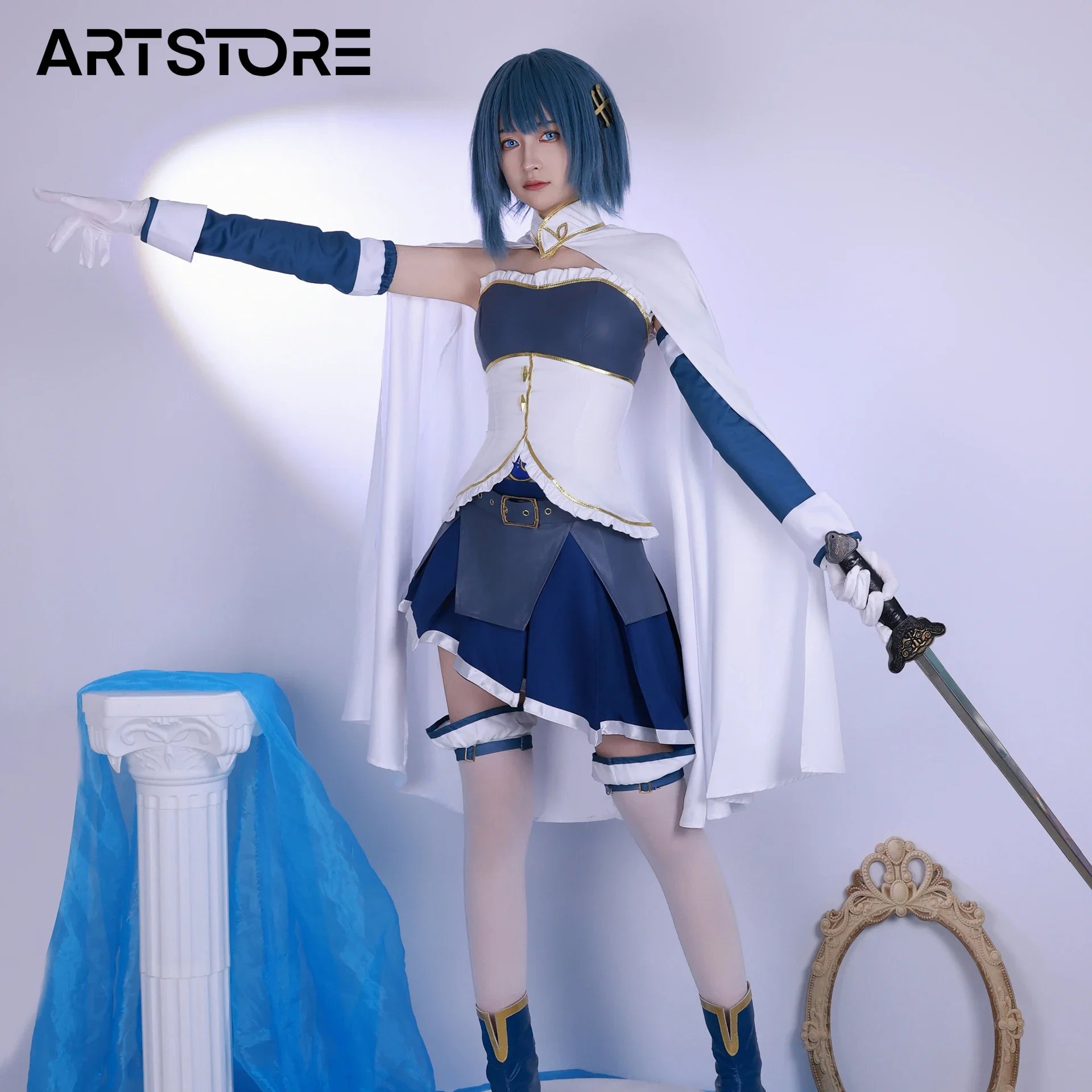 Game Puella Magi Madoka Magica Miki Sayaka Cosplay Costume Role Play Comic Con Dress Hallowmas Party Wigs Anime Prop