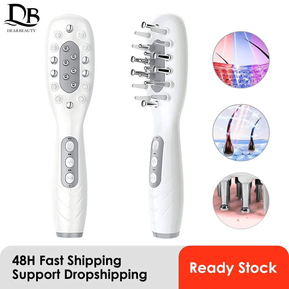 EMS Electric Massage Comb LED Therapy Vibration Hair Growth Scalp Brush Liquid Oil Applicator Anti Hair Loss Scalp Massager