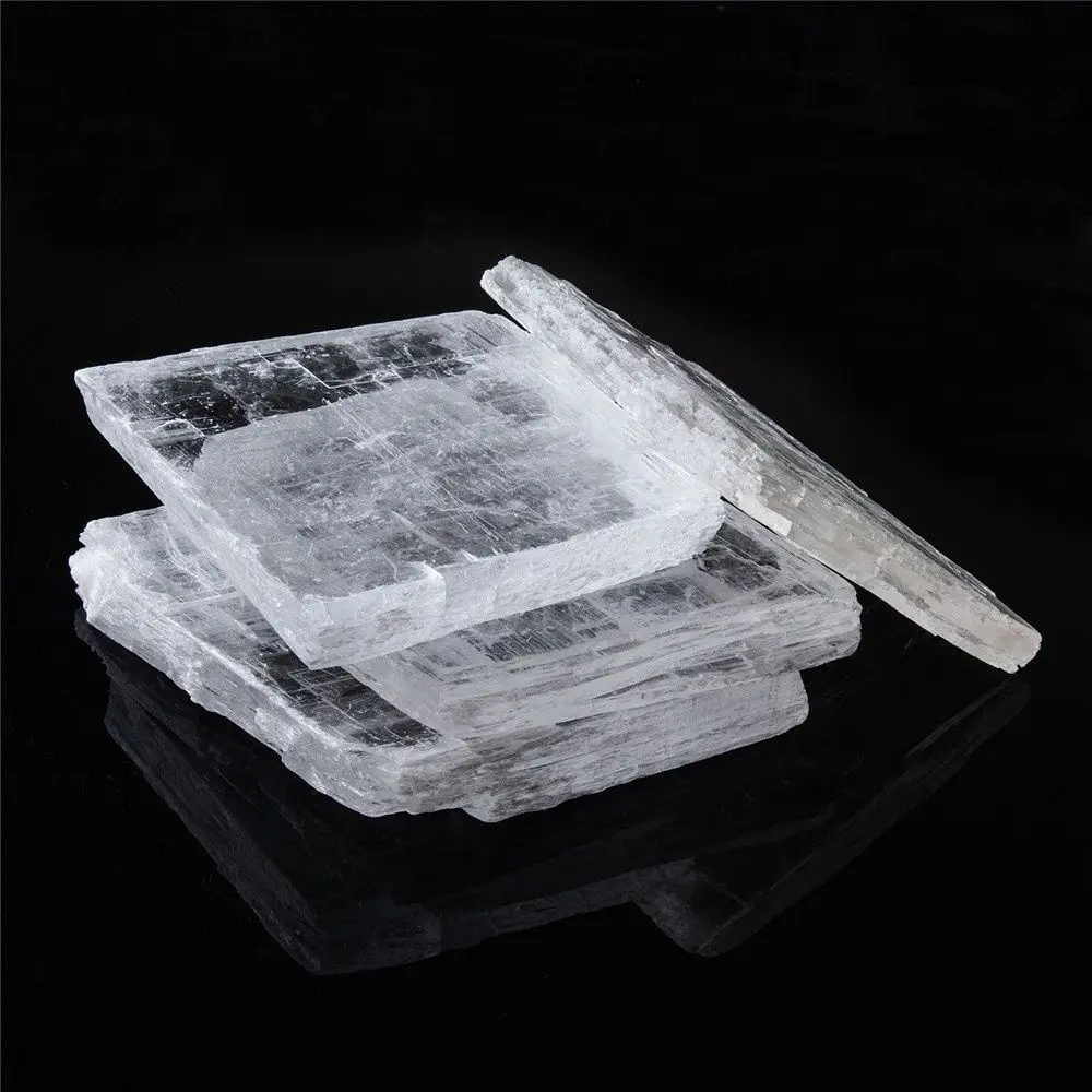 60-100g Natural Clear Selenite Slices Healing Crystals Reiki Gifts