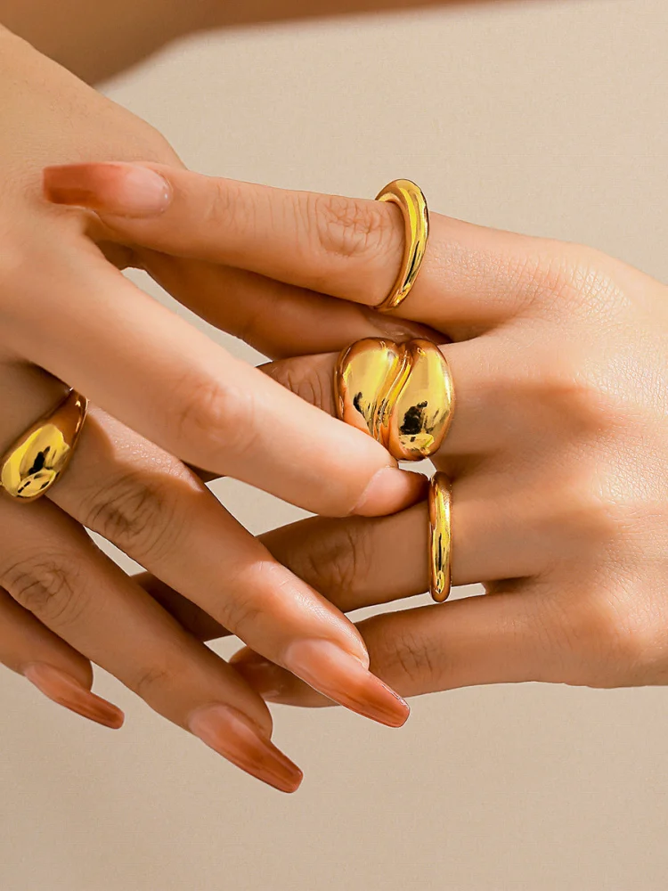 

Набор открытых колец с геометрическим изогнутым дизайном, модный и стильный, из сплава, для повседневной носки, свадьбы, свидания, путешествий