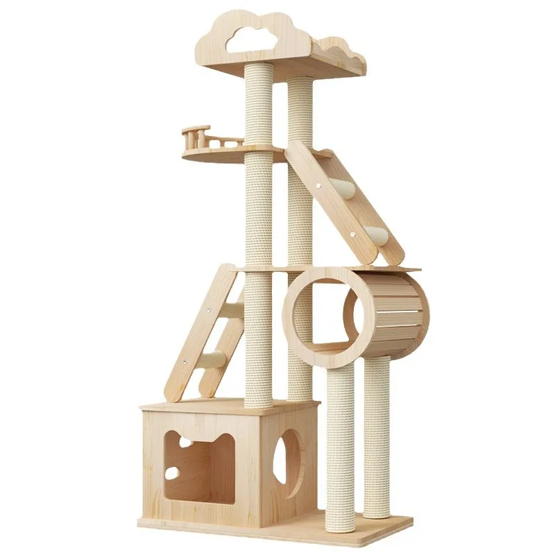 

Solid wood cat climbing frame small does not occupy an area of sisal cat tree