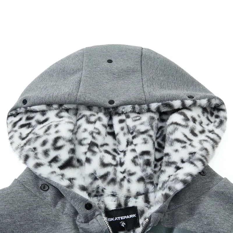 سترات شتوية بياقة من الفرو للرجال معاطف باركاس دافئة من القطيفة سترات مبطنة كبيرة الحجم ملابس الشارع سترات هاراجوكو هيب هوب #6