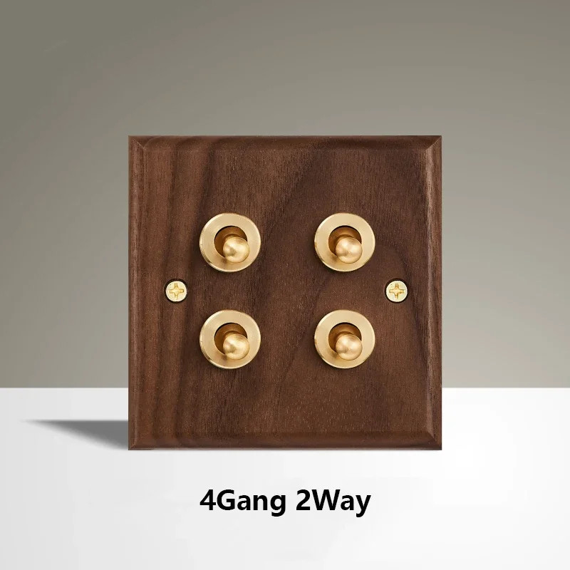 Black Walnut Wood Toggle Light Switch,Home retro Brass Panel,FR UK Universal Double USB Wall Electrical Socket Vintage Switch image 3
